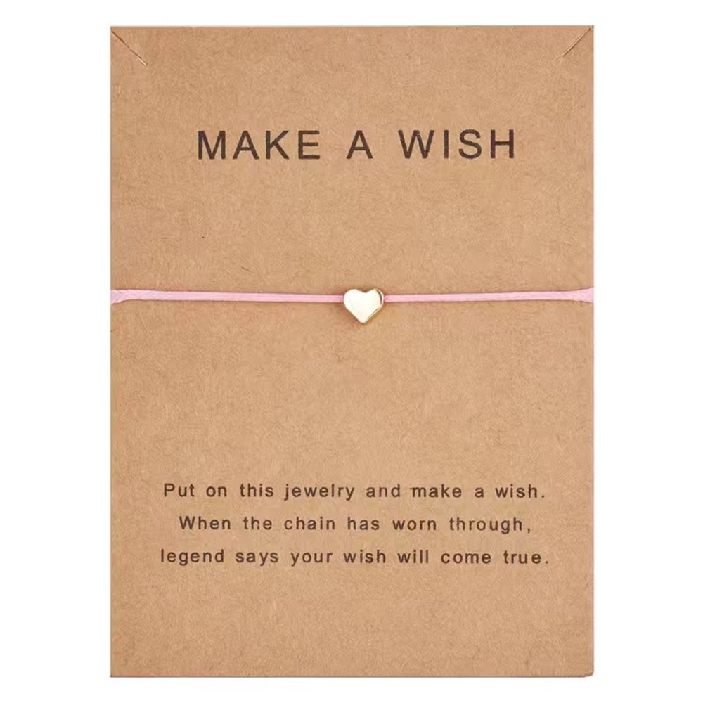 NEW Heart Dainty Make a Wish Pink Cord Bracelet